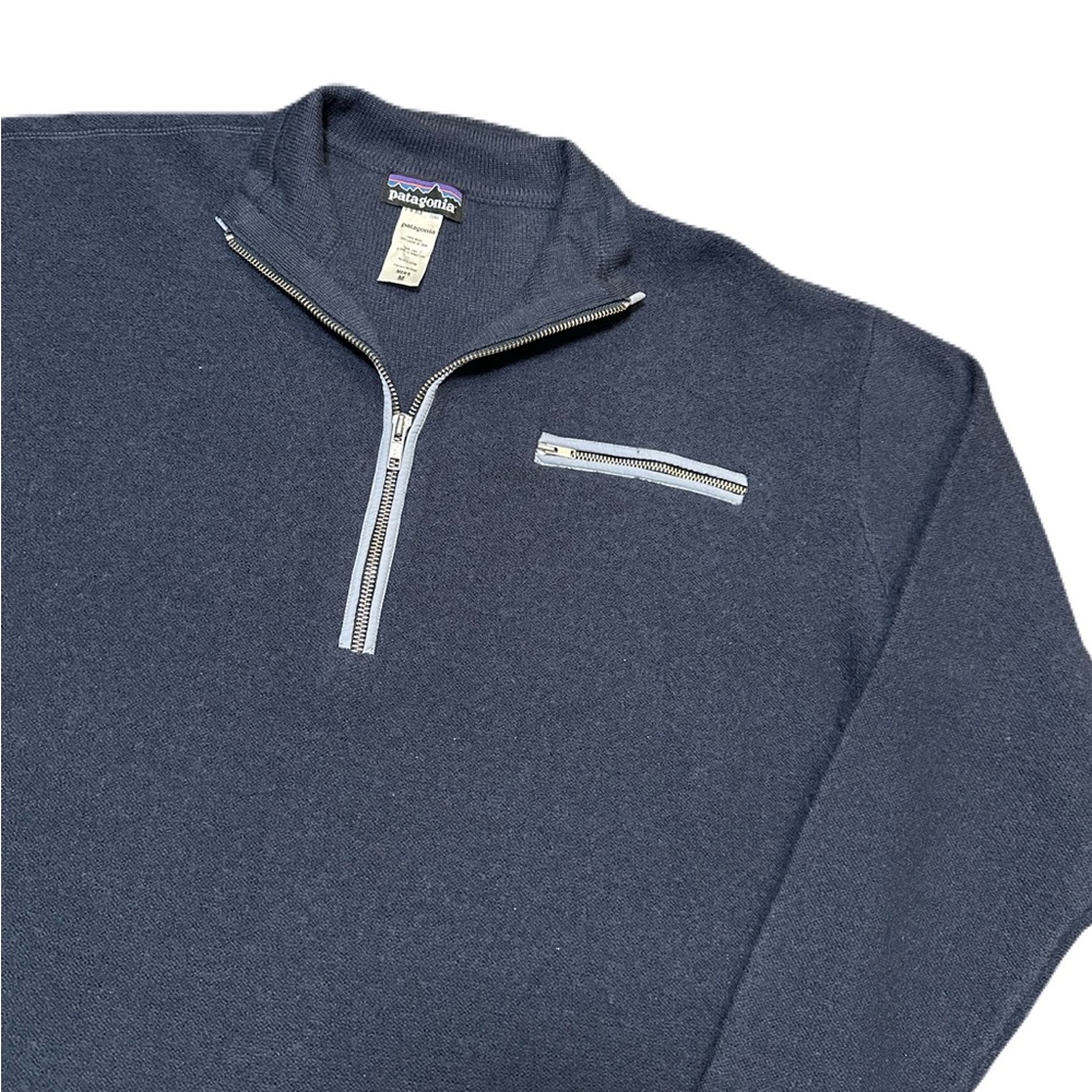 Patagonia Wool Fleece Pullover 1/4 Zip Knit Sweater Blue Men’s Medium - Picture 2 of 6
